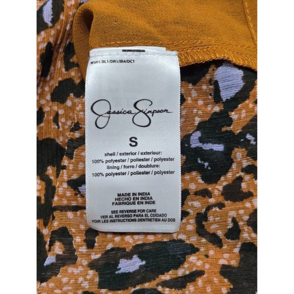 Jessica Simpson Women Cathay Spice Animal Print Split Neck Blouse Top (S) NWT - Picture 9 of 11